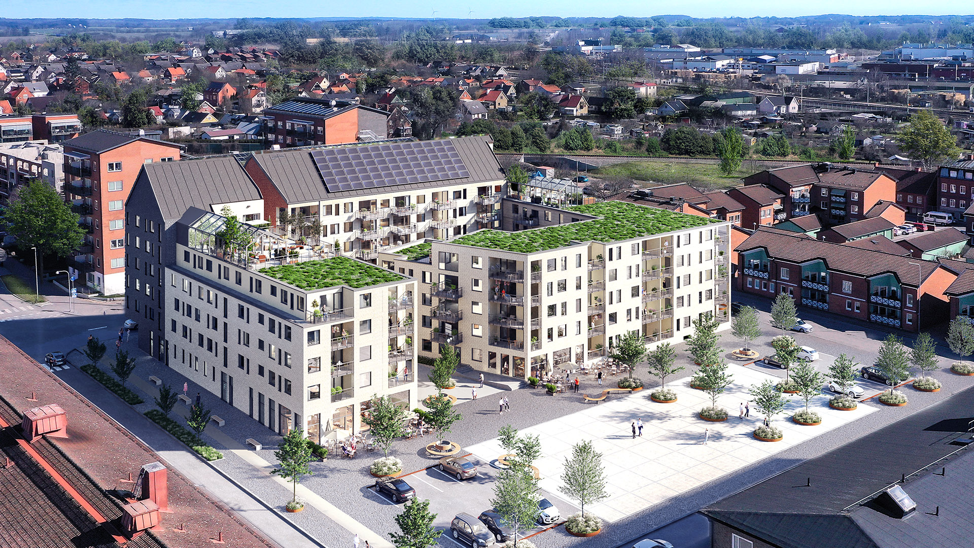 Föreninsgtorget i Eslöv översiktsbild